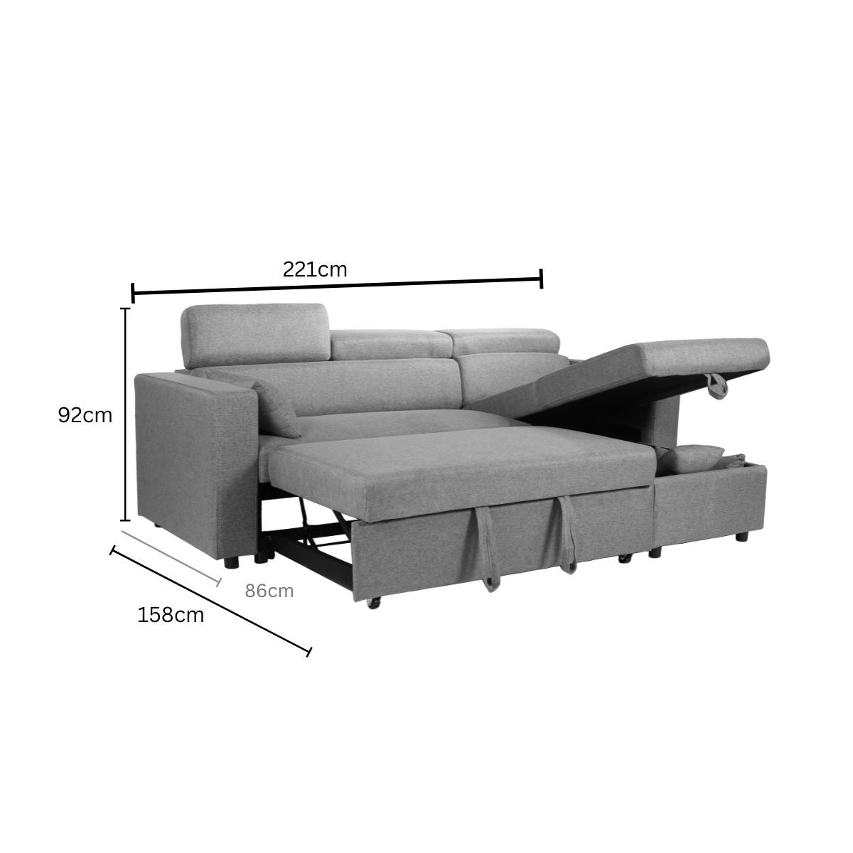 Luca Oxford Universal Corner Pull Out Sofa Bed