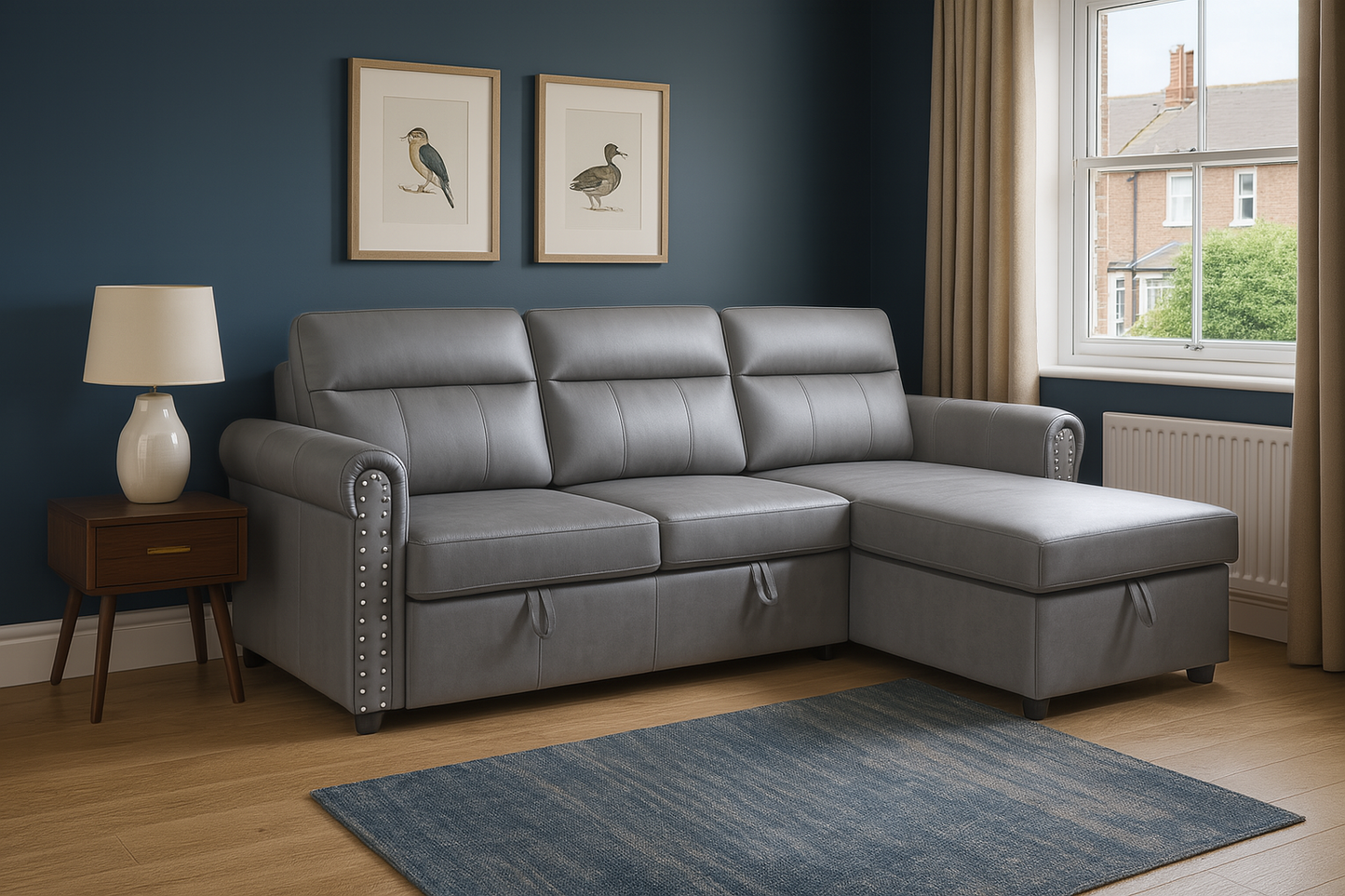 Roma air leather Universal Corner Pull Out Sofa Bed