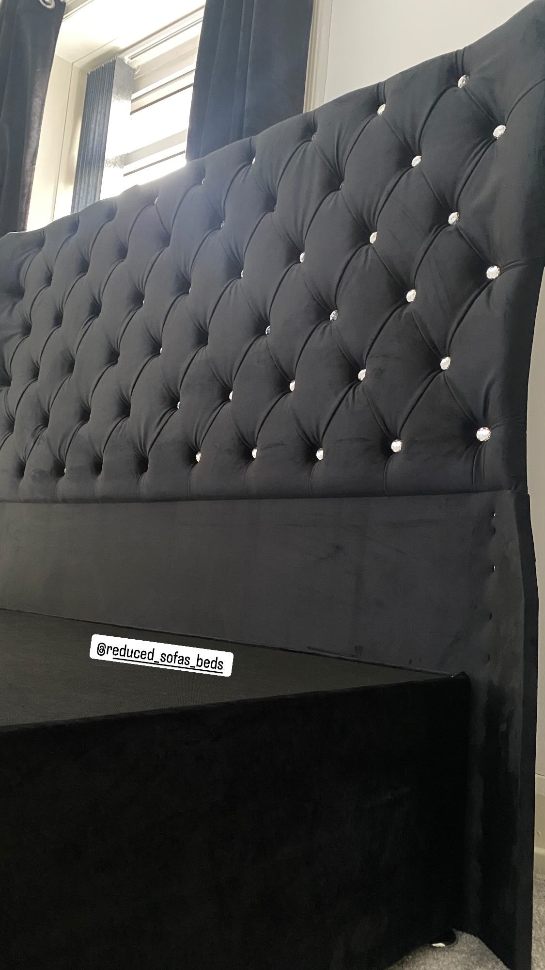 Oxford wing-back floor standing headboard with divan base & Footend large drawer