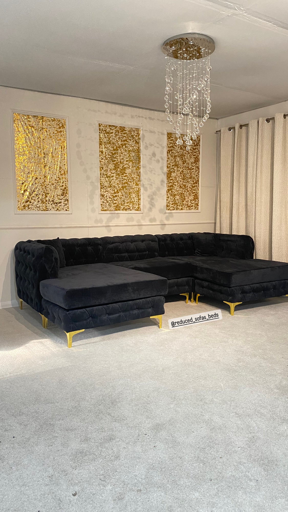 Monaco 4 seater double open chaise end (coffee grey velvet)